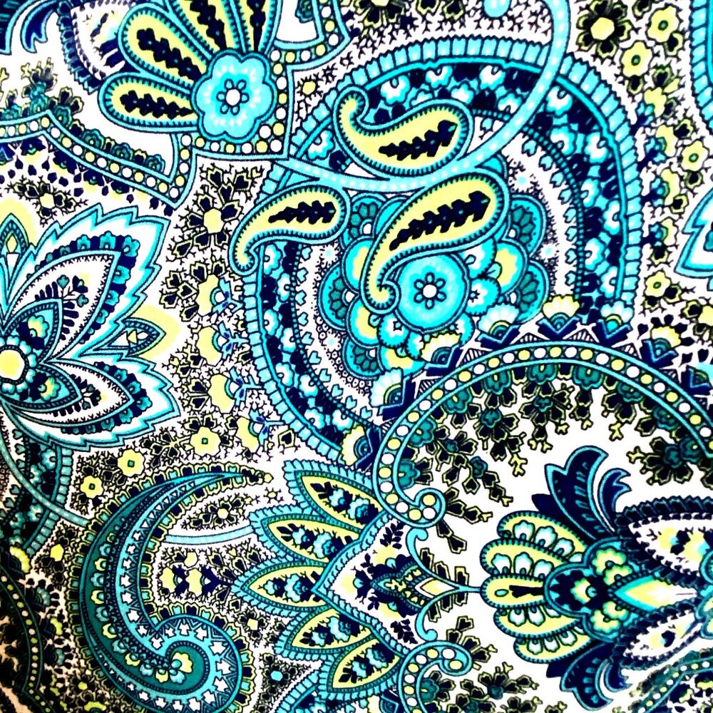 R&K Vintage 90s Blue Paisley Print Sleeveless Keyhole Cut Out Midi Dress Size 14 - Picture 9 of 11